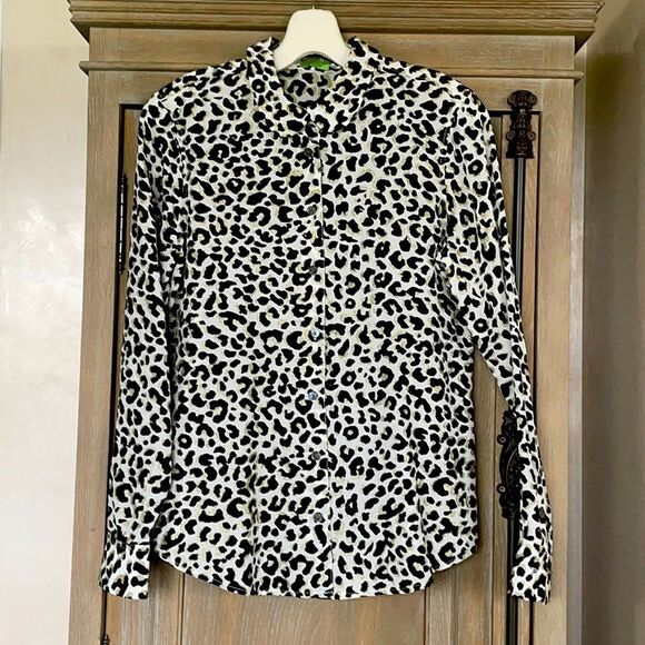 Equipment Femme Silk leopard button down blouse shirt size small - Picture 3 of 16